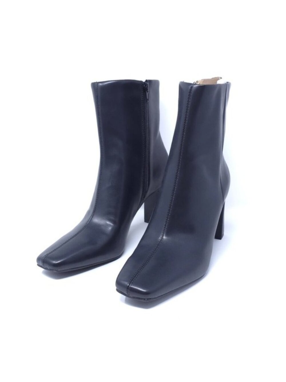 New INC Odelyap Black Faux Leather Square Toe Ankle Booties Women’s 11M